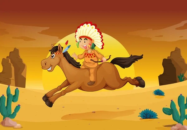 Hombre y caballo — Vector de stock