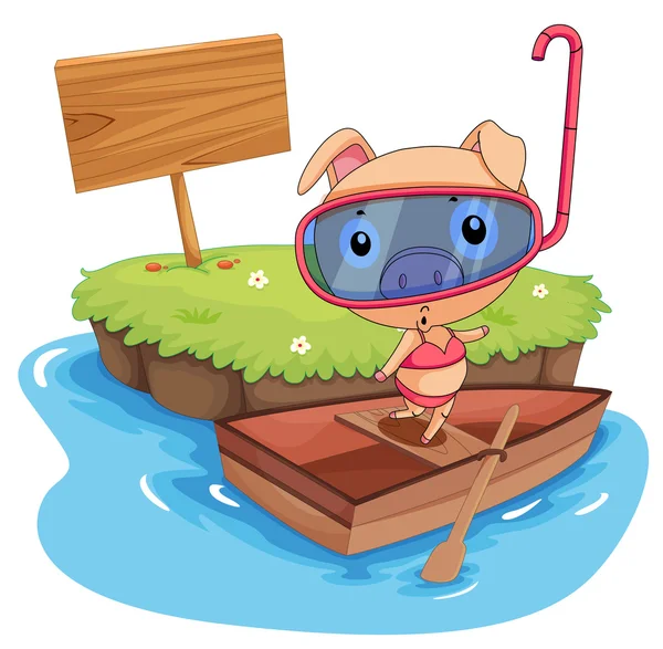 Pig and boat — Stock Vector