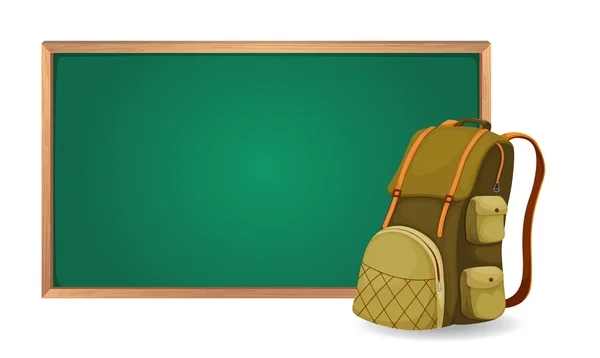 Tablero verde y bolso de la escuela — Vector de stock
