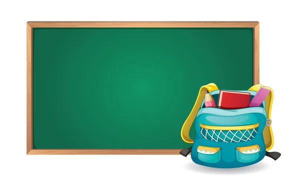 Green board and school bag — Stock Vector