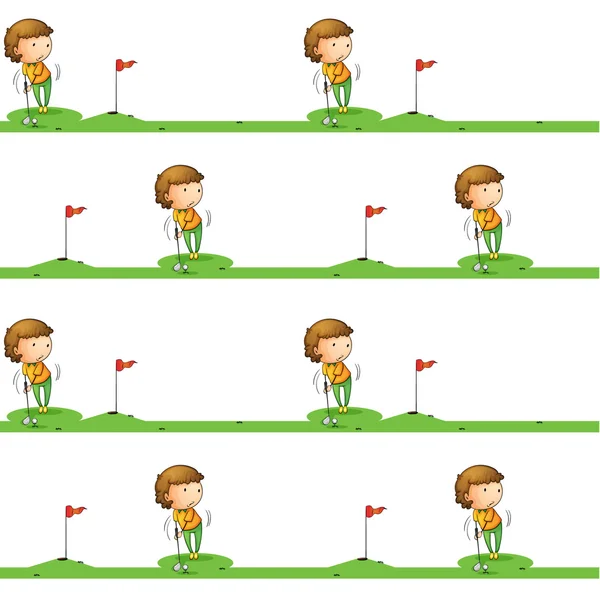 Golf játék fiú — Stock Vector