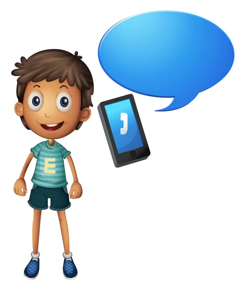 Boy and cell phone — Stock Vector