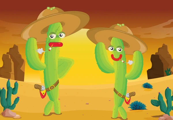 Cactus portant des chapeaux — Image vectorielle