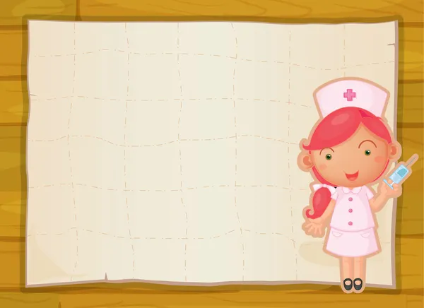 一个女孩和纸张的表 — 图库矢量图片