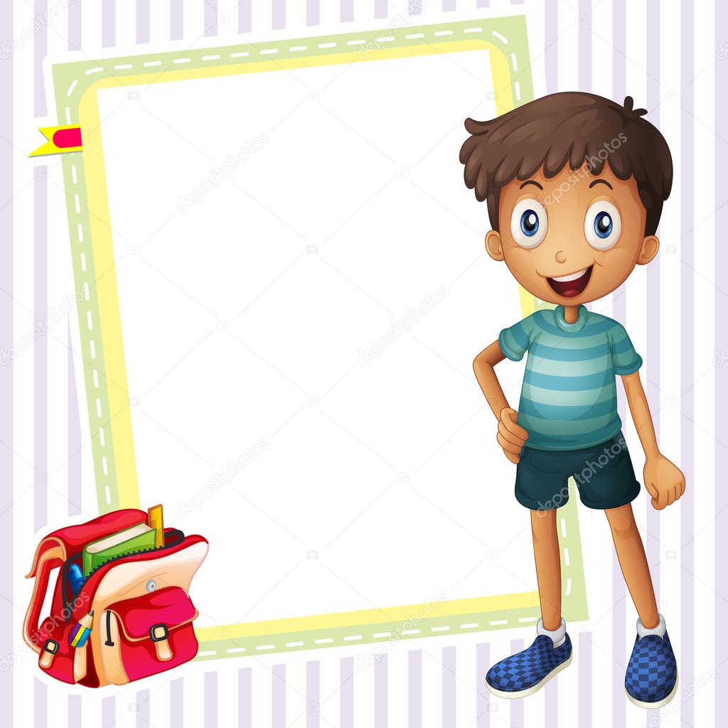 Boy, school bag and white board Stock Vector Image by ©interactimages  #13756373