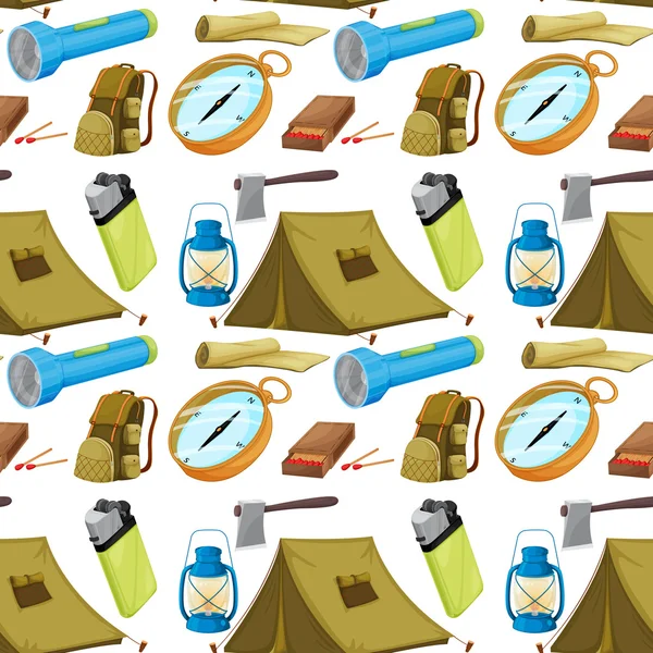 Varios objetos de camping — Vector de stock