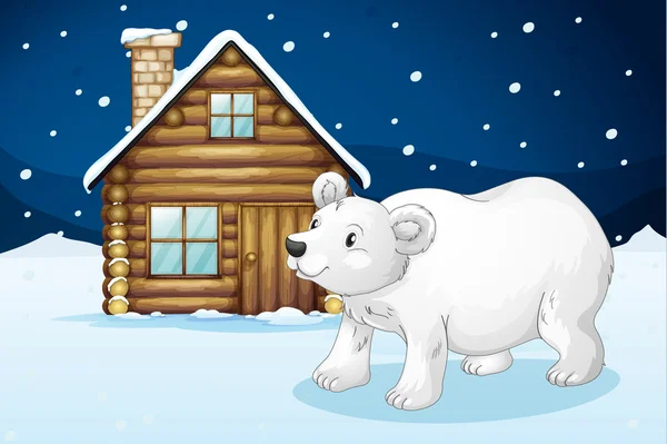 Casa y oso polar — Vector de stock