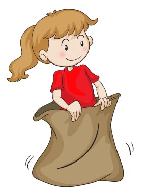 bir çuvalın içinde bir kız