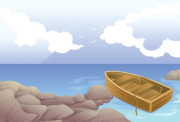 Лодка в море — стоковый вектор