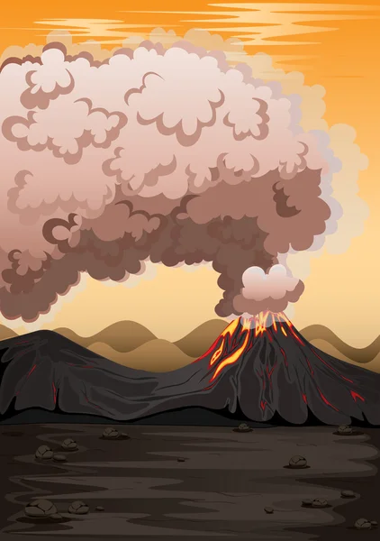 Volcan et magma chaud — Image vectorielle