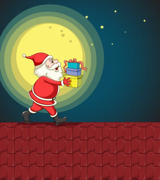 Kerstman en geschenken — Stockvector