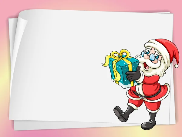 Ein Blatt Papier und ein Weihnachtsmann — Stockvektor