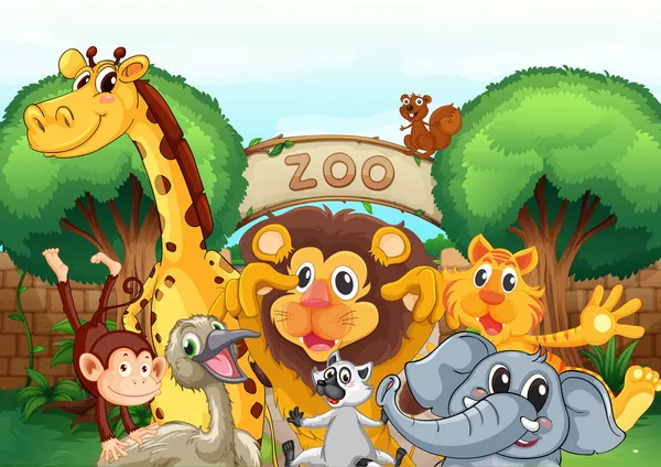 Ein Zoo und die Tiere — Stockvektor