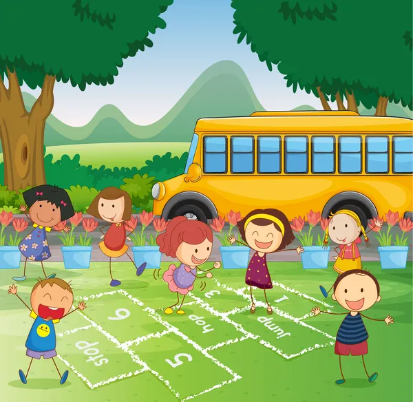 Děti a školní autobus Royalty Free Stock Vektory