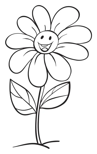 Een bloem en een pot schets — Stockvector