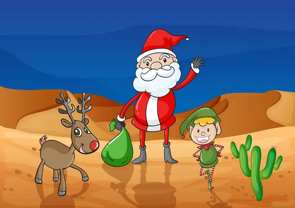 圣诞老人和驯鹿 — 图库矢量图片