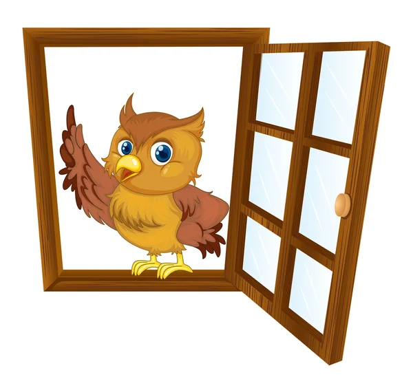 Pták v okně — Stockový vektor