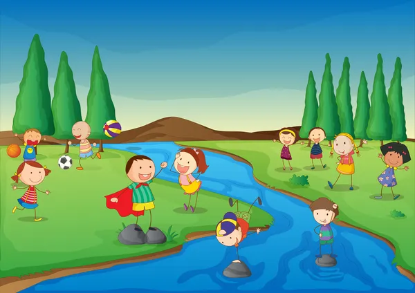 Scène de rivière — Image vectorielle