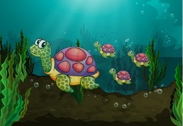 Víz alatti teknősök — Stock Vector