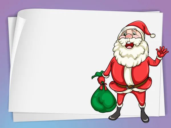 Papierblätter und Weihnachtsmann — Stockvektor