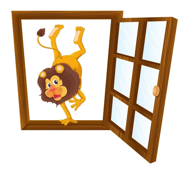 A lion in the window — Stock Vector