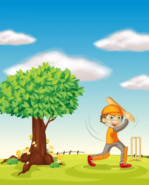 En pojke och ett träd — Stock vektor
