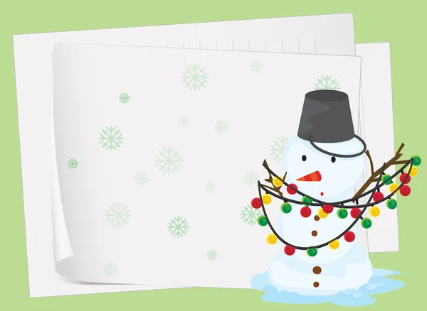 Paper sheets and a snowman — Stock Vector