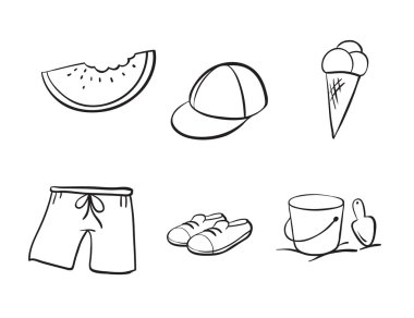 Sketches of various objects vector