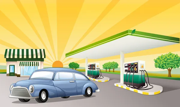 Een huis en gas station — Stockvector