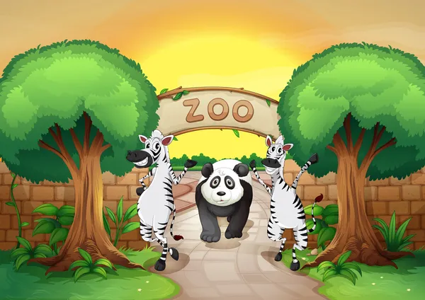 Un zoo et les animaux — Image vectorielle