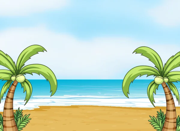 Un océano y una playa — Vector de stock