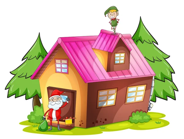 Elfe und Weihnachtsmann — Stockvektor
