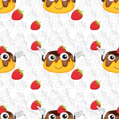 bir kek ve bir stawberry