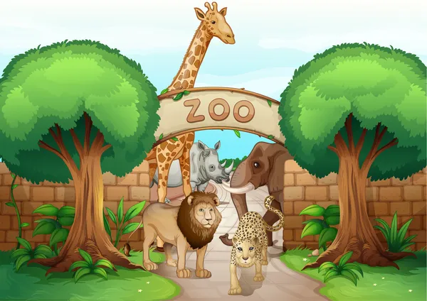 A zoo and the animals — Stock Vector