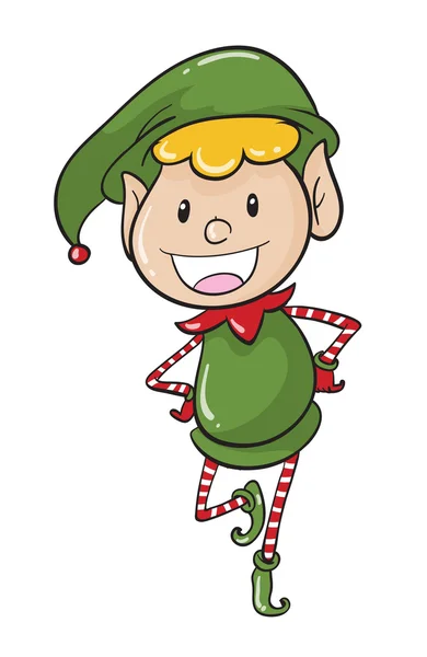 Un niño en vestido de bromista verde — Vector de stock