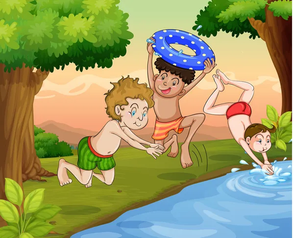 Niños Natación — Archivo Imágenes Vectoriales