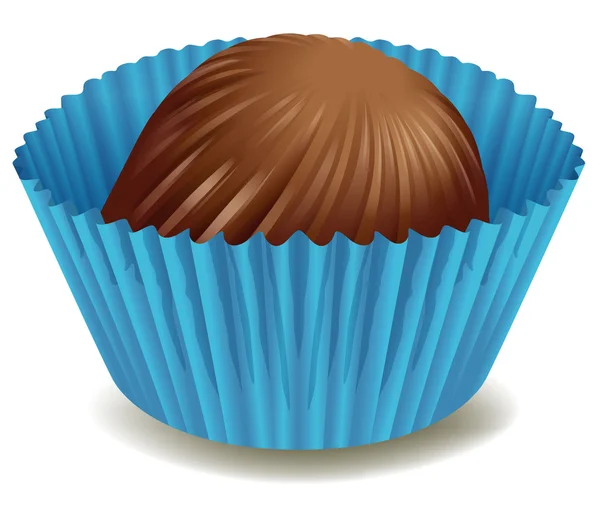 Chocolates en taza azul — Vector de stock