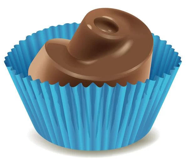 Шоколадні цукерки в синій чашці — стоковий вектор