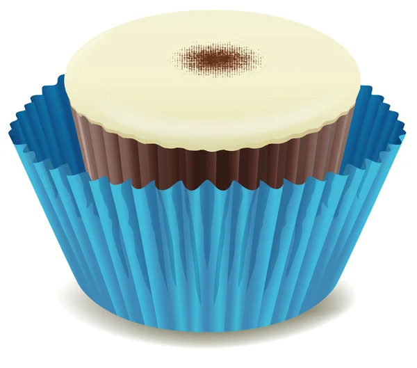 Chocolates en taza azul — Vector de stock