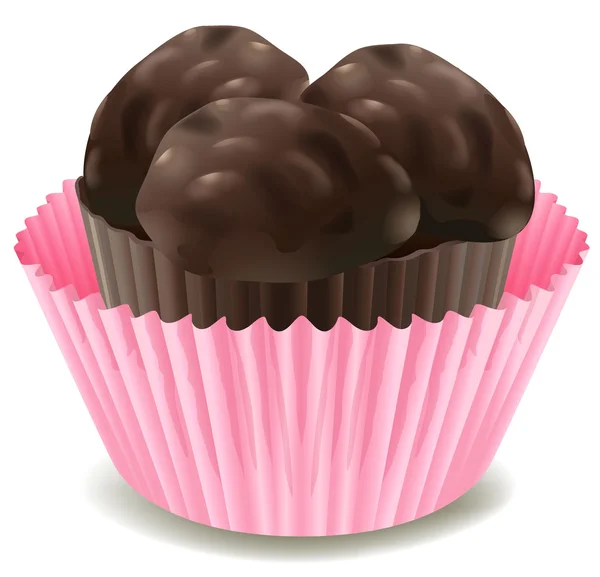 Chocolates em uma xícara rosa —  Vetores de Stock