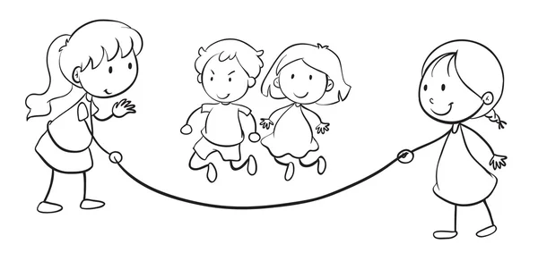 孩子们跳过绳子 — 图库矢量图片