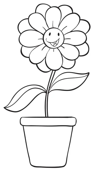 Квітка і ескіз горщика — стоковий вектор