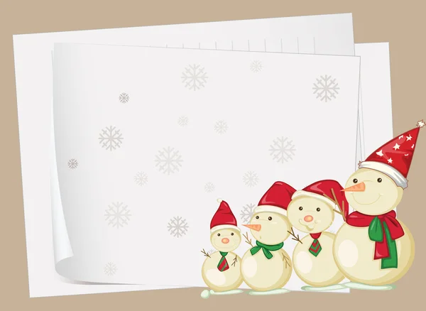 Paper sheets and snowmen — Stock Vector