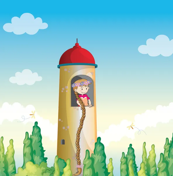 A girl in a light house — Stock Illustration A girl in a light house Vector Graphics