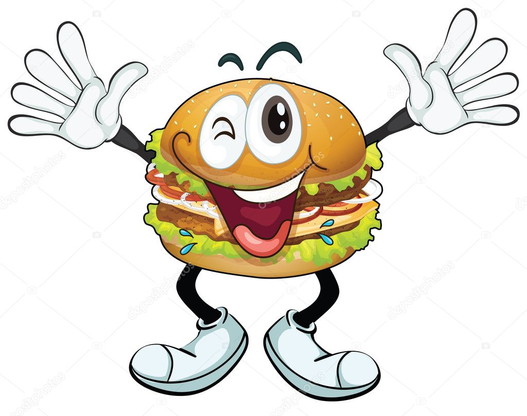 Burger cartoon Vector Art Stock Images | Depositphotos