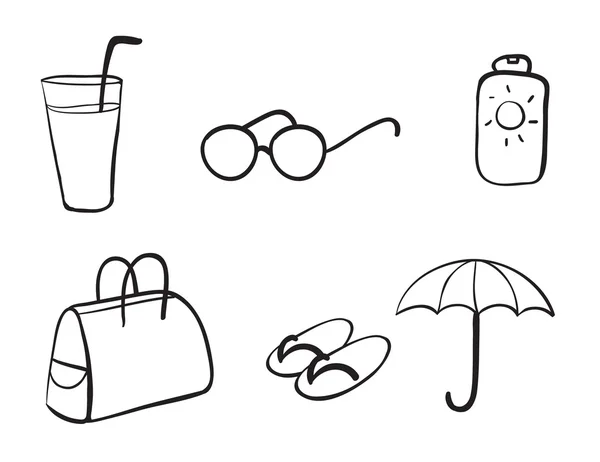 Various beach objects — Stock Vector