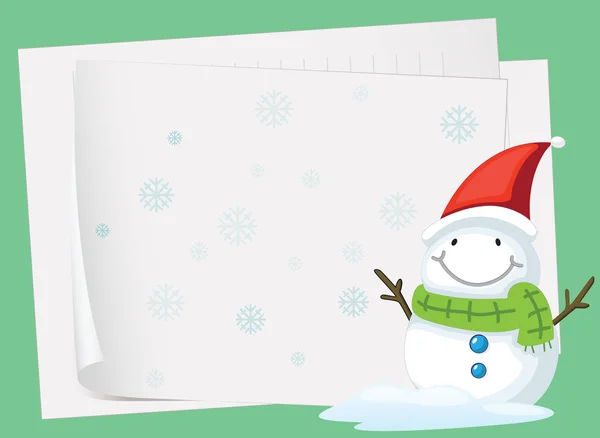 Feuilles de papier et bonhomme de neige — Image vectorielle
