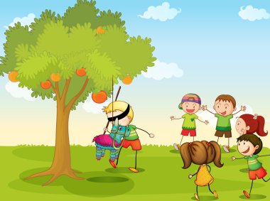 doğada oynayan çocuklar