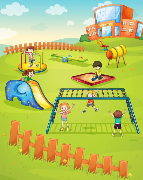 Kids and monkey bar — Stock Vector