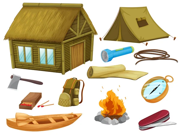 Divers objets de camping — Image vectorielle